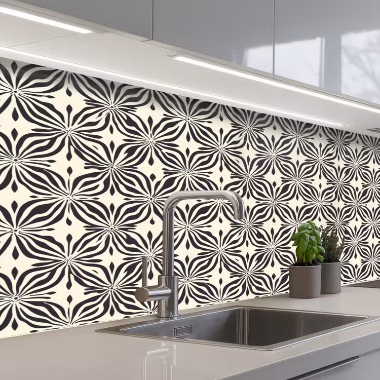 Keuken achterwand - Grafisch - Patroon - Zwart — 2