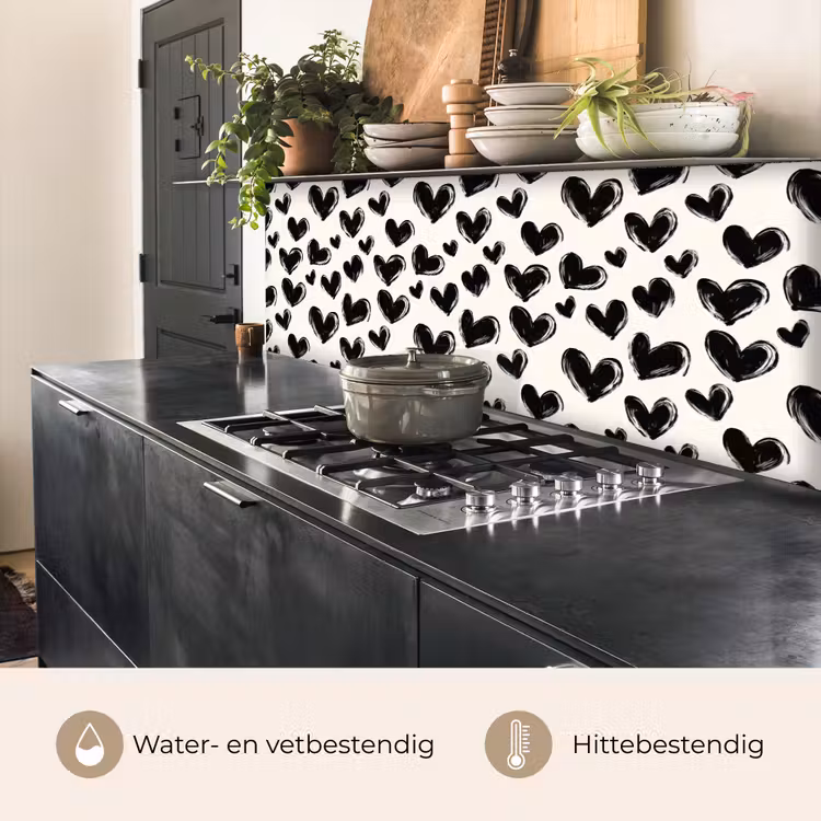 Keuken achterwand - Hartjes - Patroon - Zwart — 5