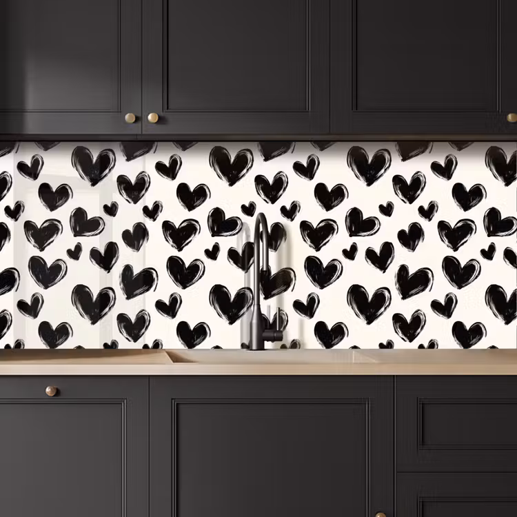Keuken achterwand - Hartjes - Patroon - Zwart — 6