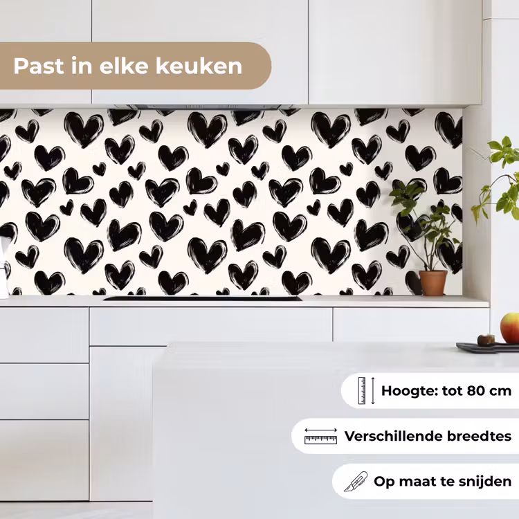 Keuken achterwand - Hartjes - Patroon - Zwart — 7