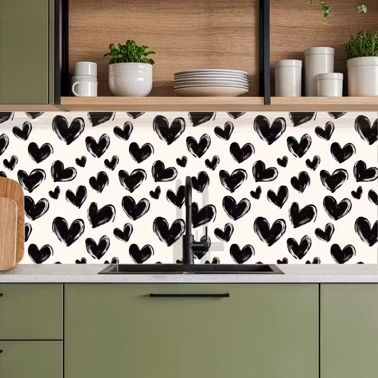 Keuken achterwand - Hartjes - Patroon - Zwart — 8