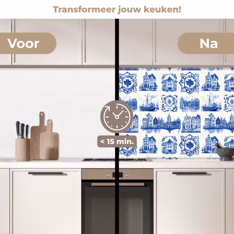 Keuken achterwand - Huizen - Schepen - Blauw — 3