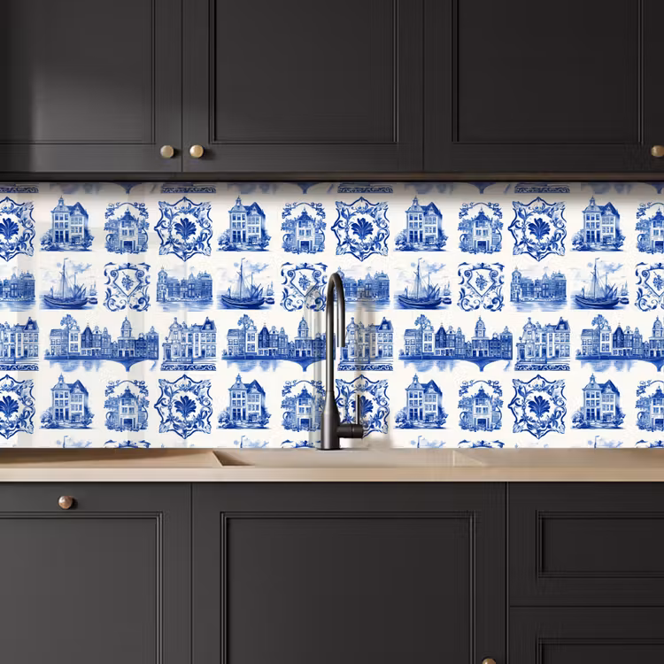 Keuken achterwand - Huizen - Schepen - Blauw — 6