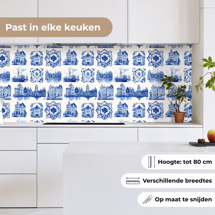 Keuken achterwand - Huizen - Schepen - Blauw — 7
