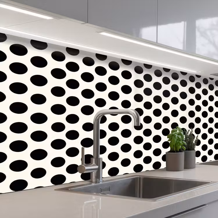 Keuken achterwand - Klassiek - Stippen - Zwart — 2