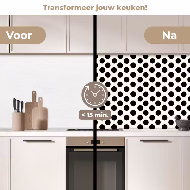 Keuken achterwand - Klassiek - Stippen - Zwart — 3