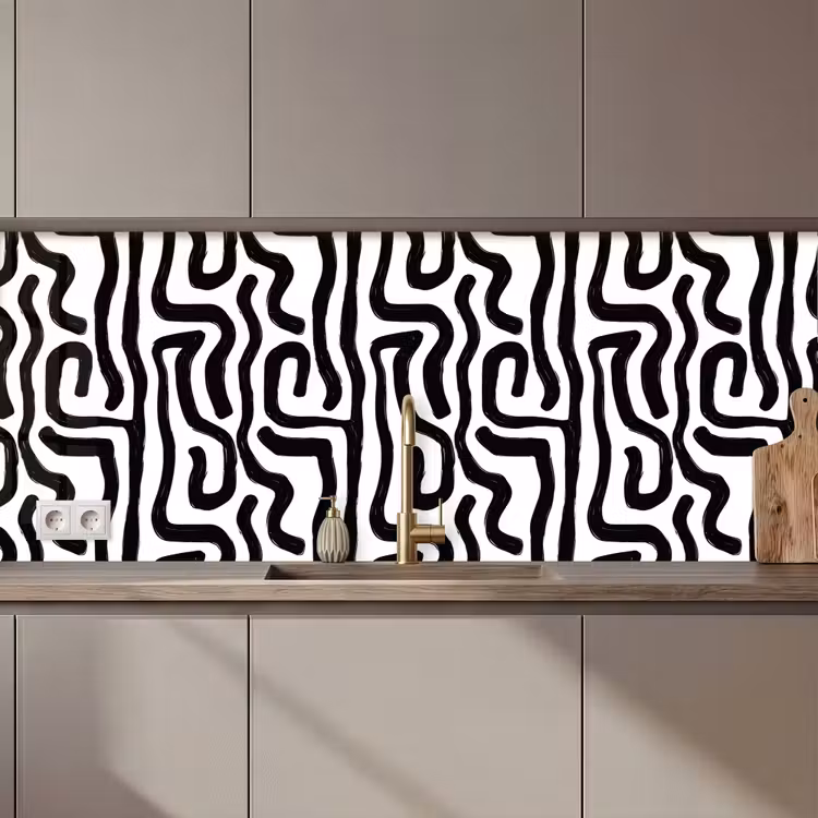 Keuken achterwand - Modern - Lijnen - Zwart — 1