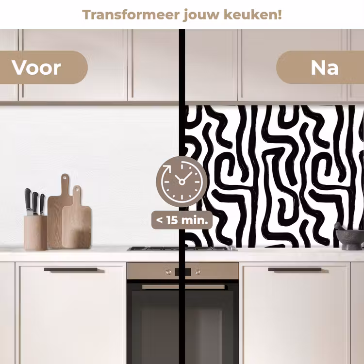 Keuken achterwand - Modern - Lijnen - Zwart — 3