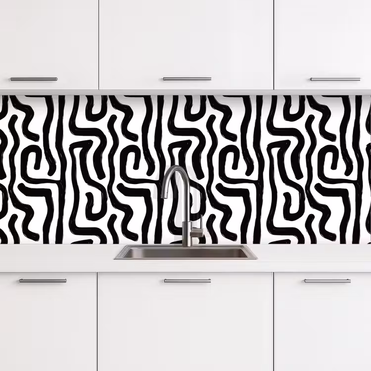 Keuken achterwand - Modern - Lijnen - Zwart — 4
