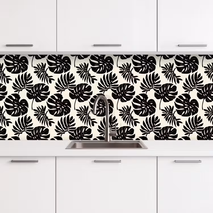 Keuken achterwand - Modern - Monstera - Zwart — 4