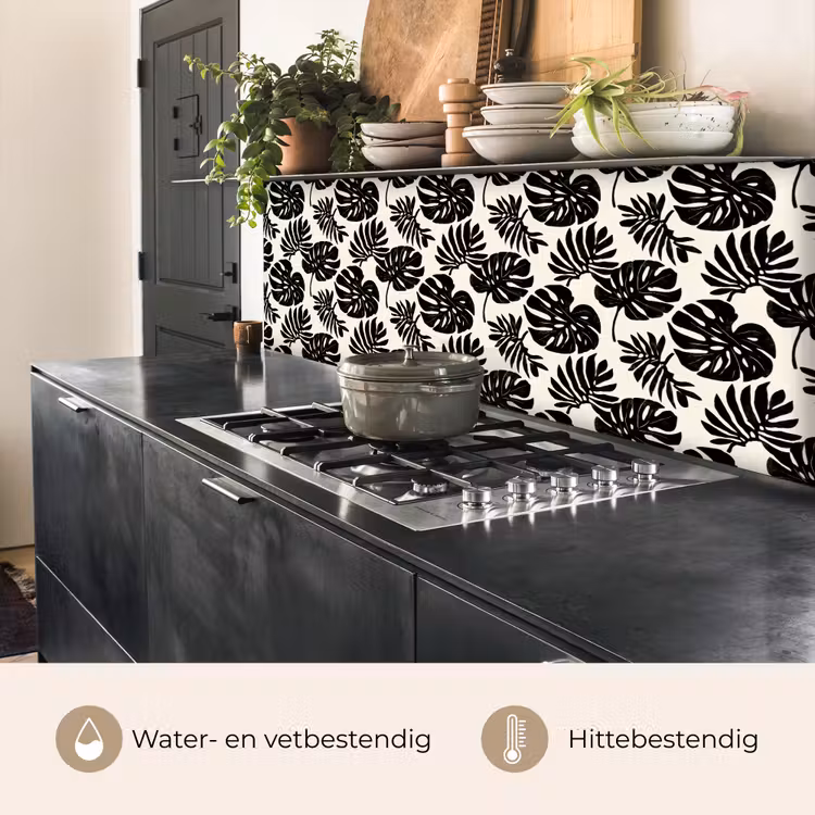 Keuken achterwand - Modern - Monstera - Zwart — 5