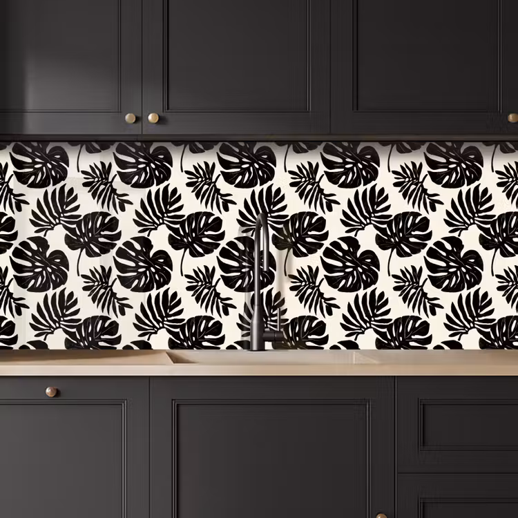 Keuken achterwand - Modern - Monstera - Zwart — 6