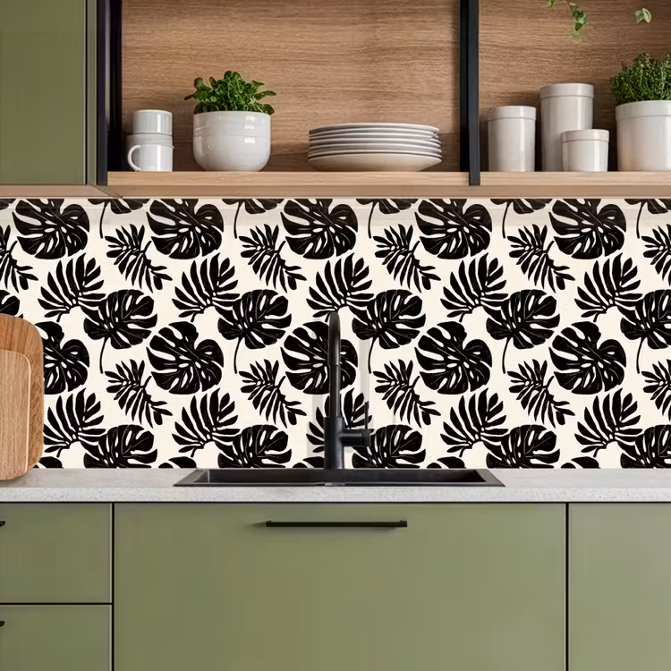 Keuken achterwand - Modern - Monstera - Zwart — 8
