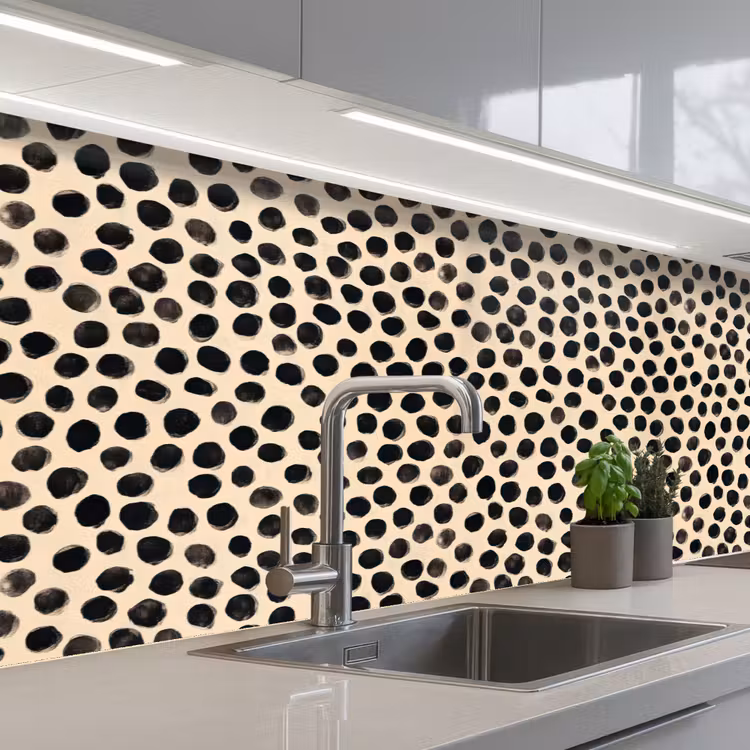 Keuken achterwand - Stippen - Patroon - Zwart — 2