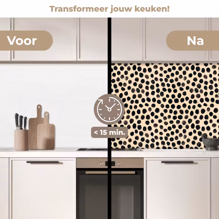Keuken achterwand - Stippen - Patroon - Zwart — 3