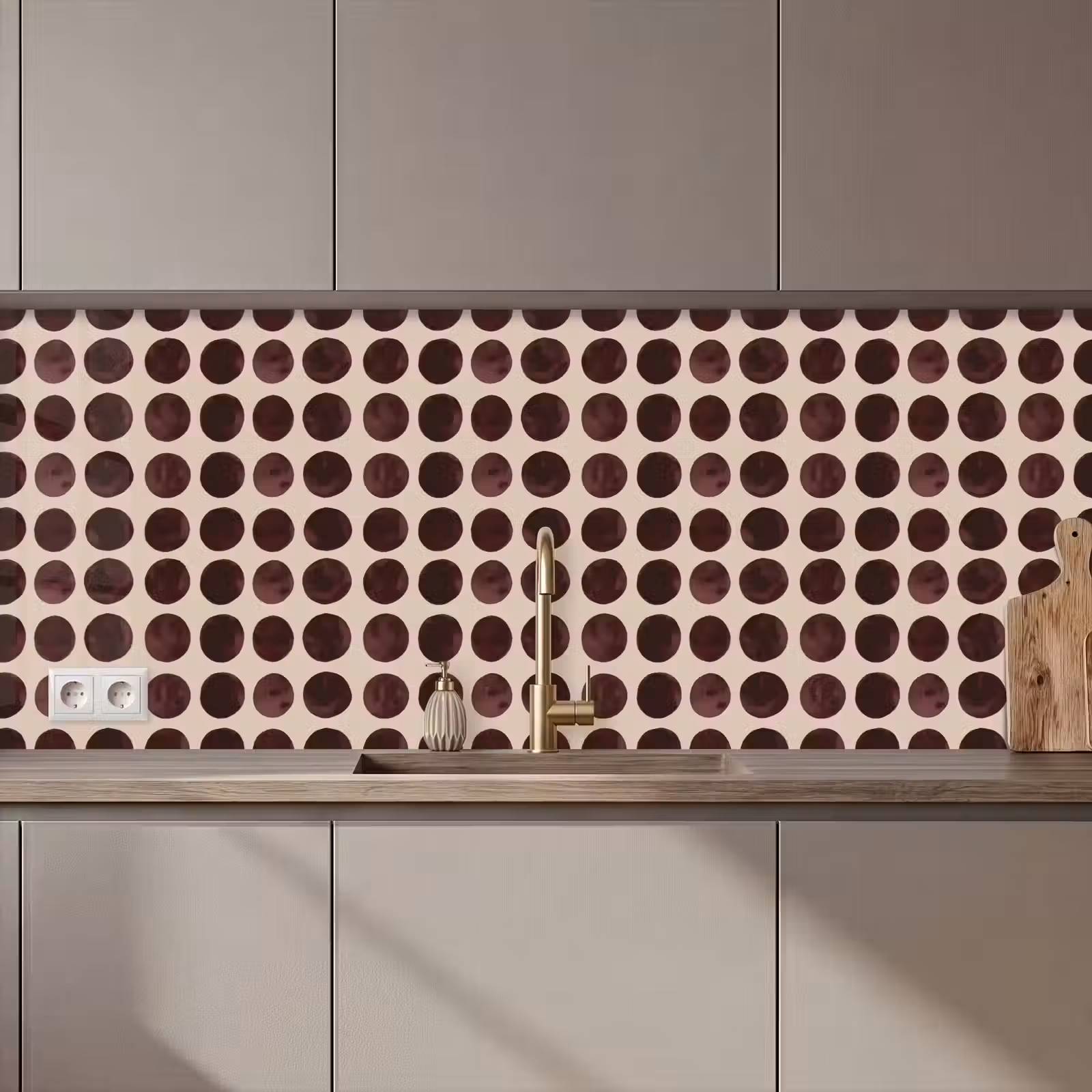 Keuken achterwand - Stippen - Patroon - Bruin — 1