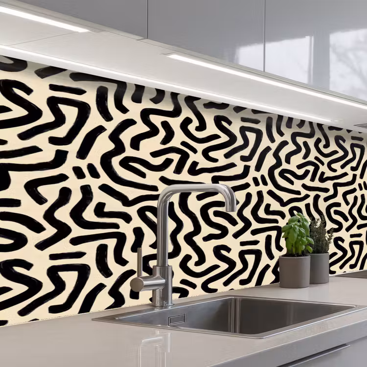 Keuken achterwand - Abstract - Lijnen - Zwart — 2