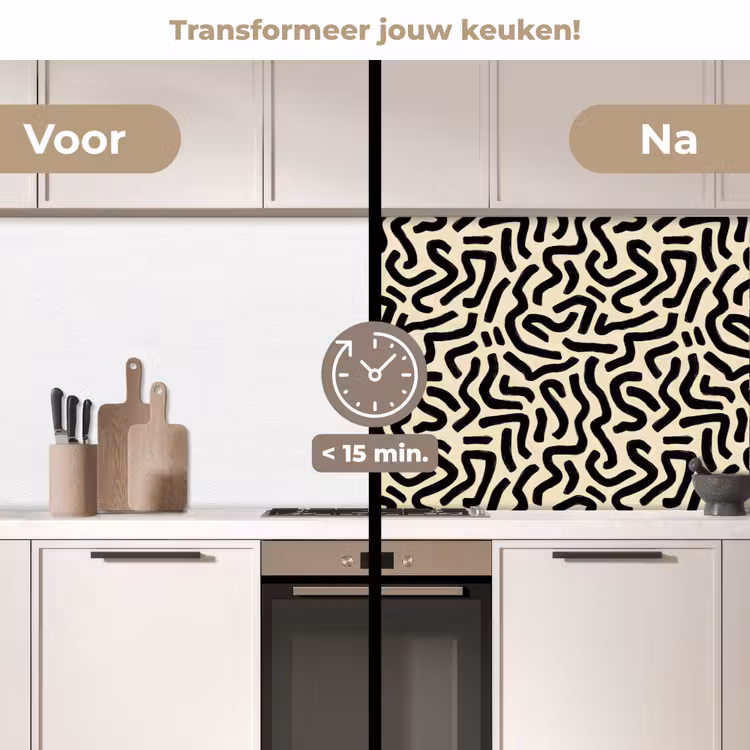 Keuken achterwand - Abstract - Lijnen - Zwart — 3