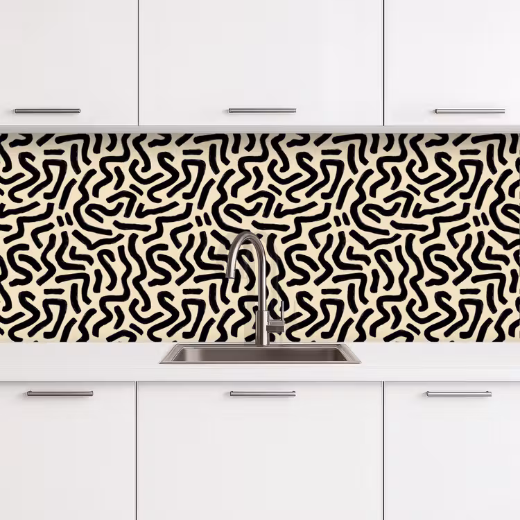 Keuken achterwand - Abstract - Lijnen - Zwart — 4