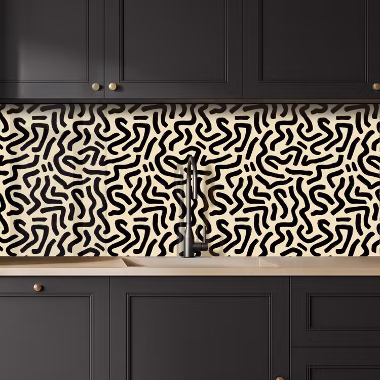 Keuken achterwand - Abstract - Lijnen - Zwart — 6