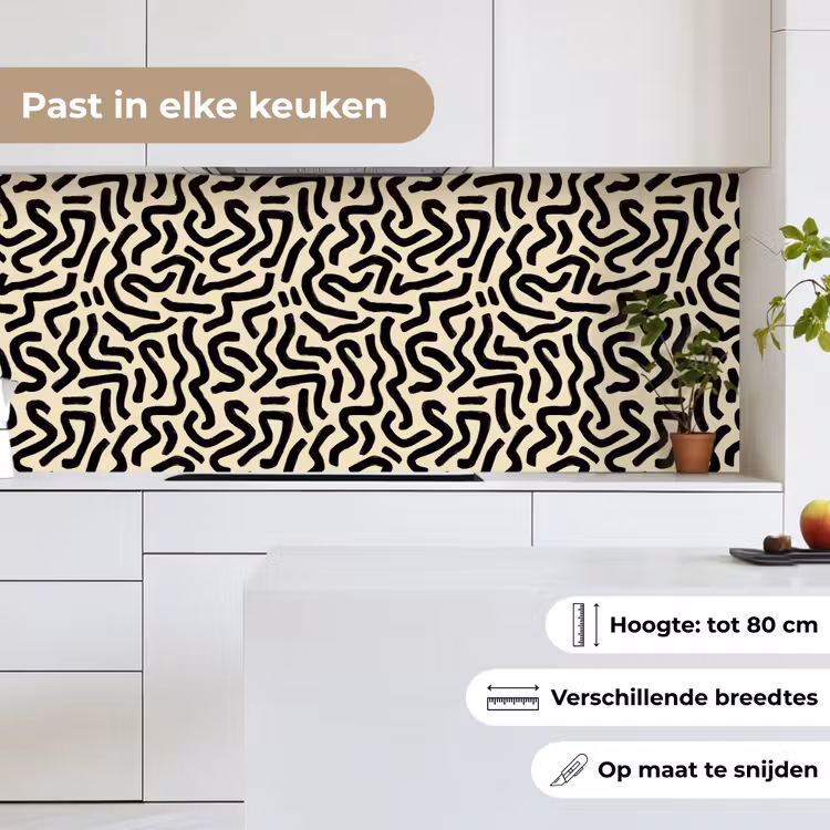 Keuken achterwand - Abstract - Lijnen - Zwart — 7