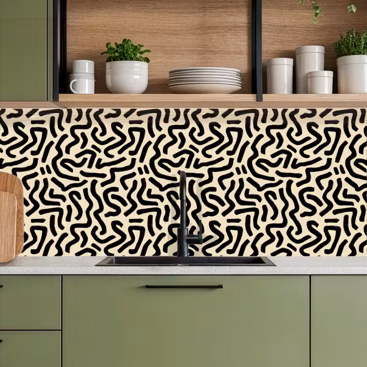 Keuken achterwand - Abstract - Lijnen - Zwart — 8