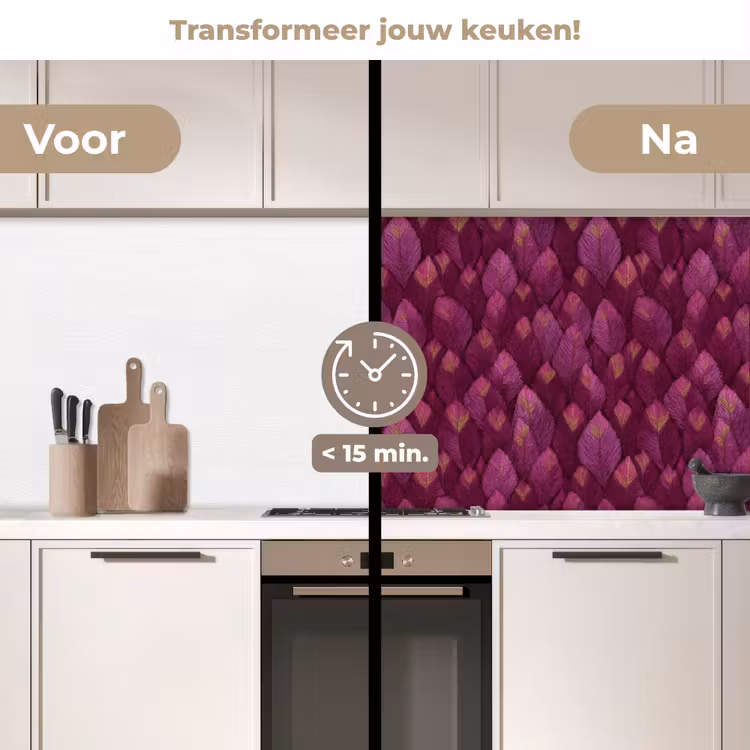 Keuken achterwand - Bladeren - Patroon - Burgundy — 3