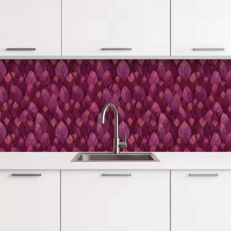 Keuken achterwand - Bladeren - Patroon - Burgundy — 4