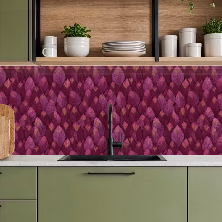Keuken achterwand - Bladeren - Patroon - Burgundy — 8