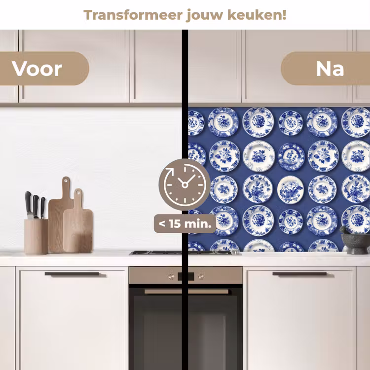 Keuken achterwand - Borden - Floraal - Blauw — 3