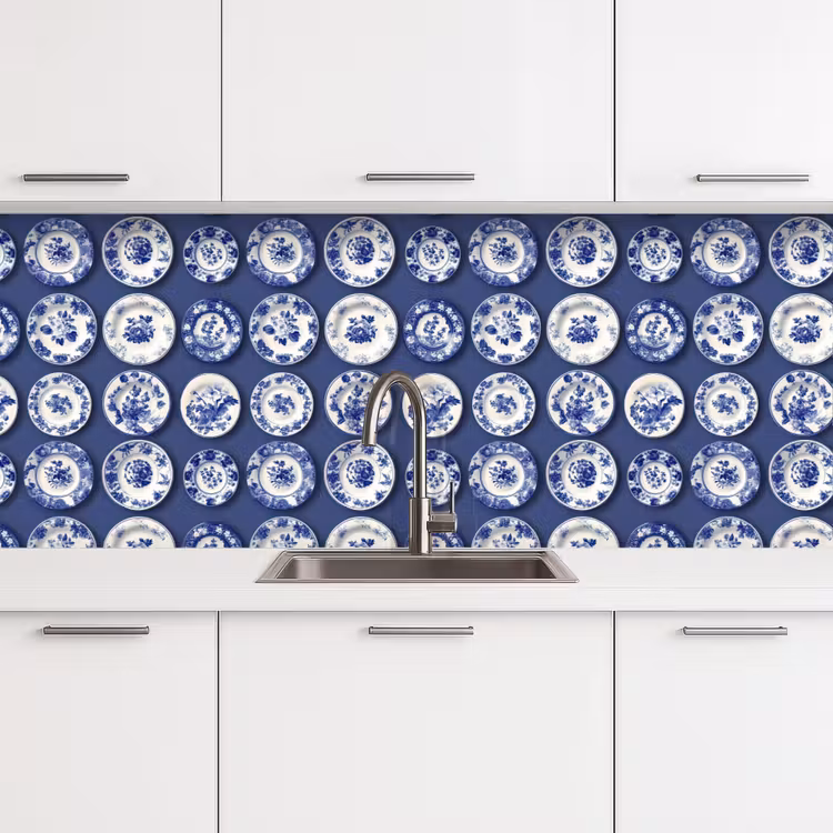 Keuken achterwand - Borden - Floraal - Blauw — 4
