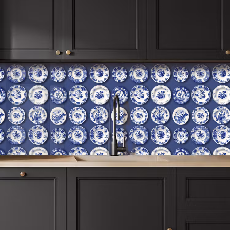 Keuken achterwand - Borden - Floraal - Blauw — 6