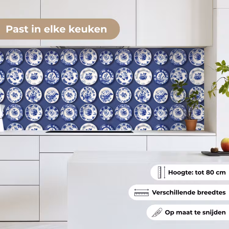 Keuken achterwand - Borden - Floraal - Blauw — 7