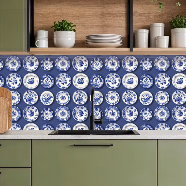 Keuken achterwand - Borden - Floraal - Blauw — 8