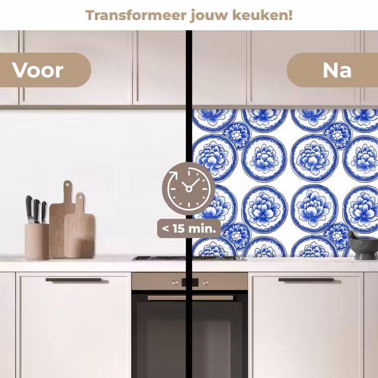 Keuken achterwand - Cirkels - Bloemen - Blauw — 3