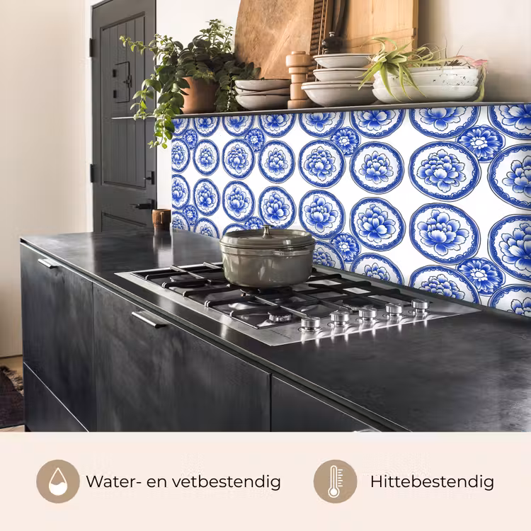 Keuken achterwand - Cirkels - Bloemen - Blauw — 5