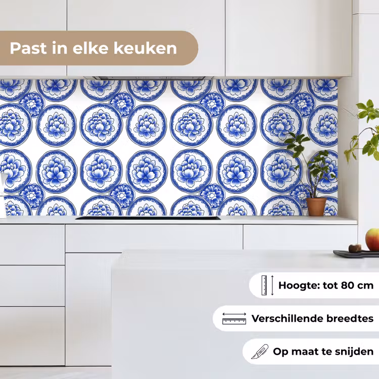 Keuken achterwand - Cirkels - Bloemen - Blauw — 7