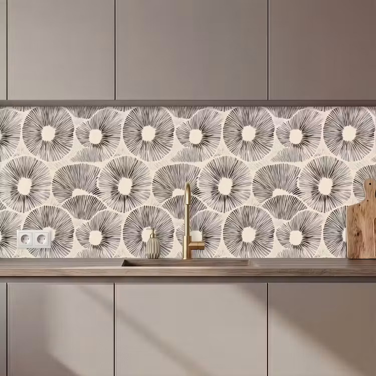 Keuken achterwand - Cirkels - Patroon - Zwart — 1