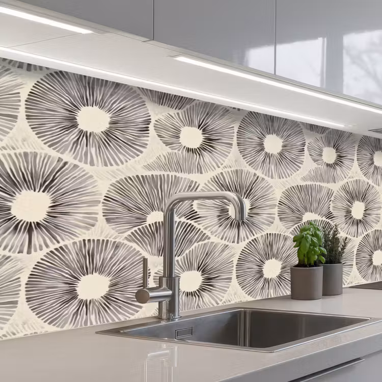 Keuken achterwand - Cirkels - Patroon - Zwart — 2