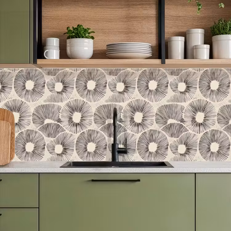 Keuken achterwand - Cirkels - Patroon - Zwart — 8