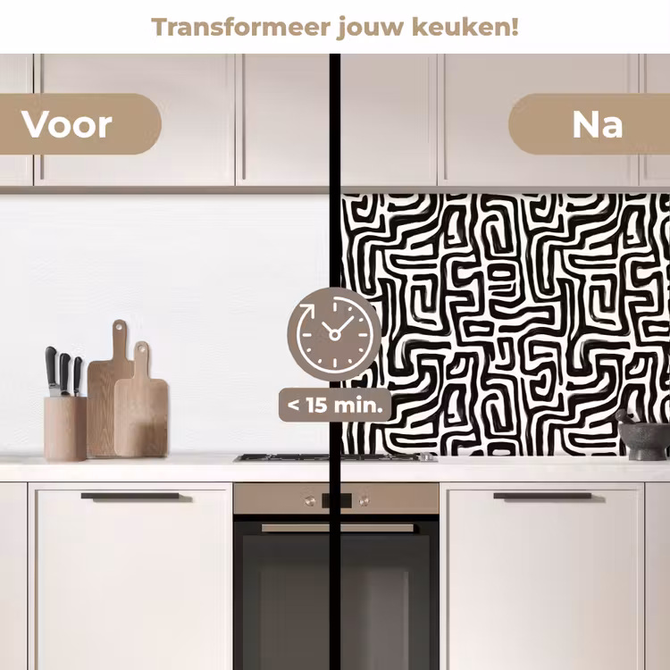 Keuken achterwand - Grafisch - Lijnen - Zwart - Wit — 3