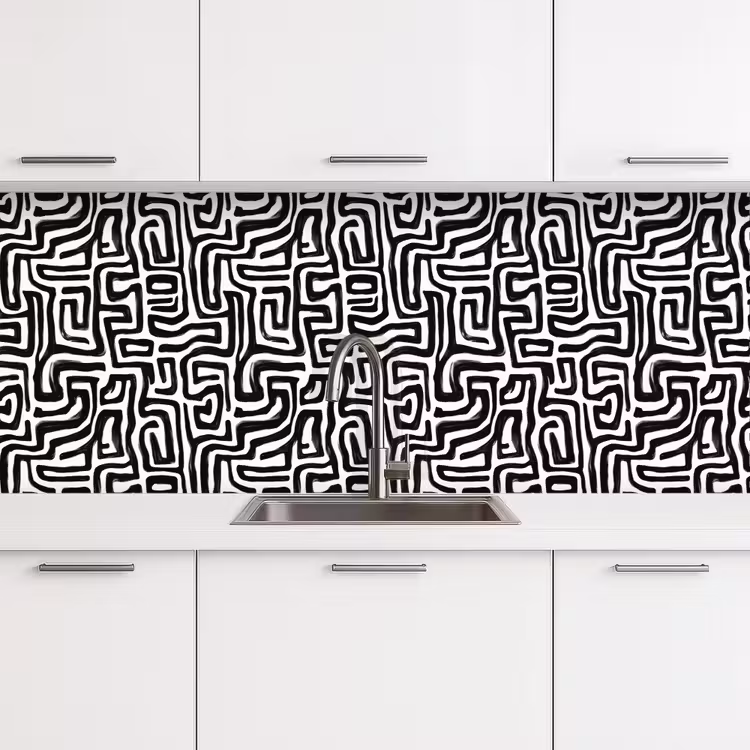 Keuken achterwand - Grafisch - Lijnen - Zwart - Wit — 4