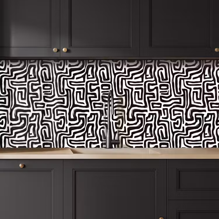 Keuken achterwand - Grafisch - Lijnen - Zwart - Wit — 6