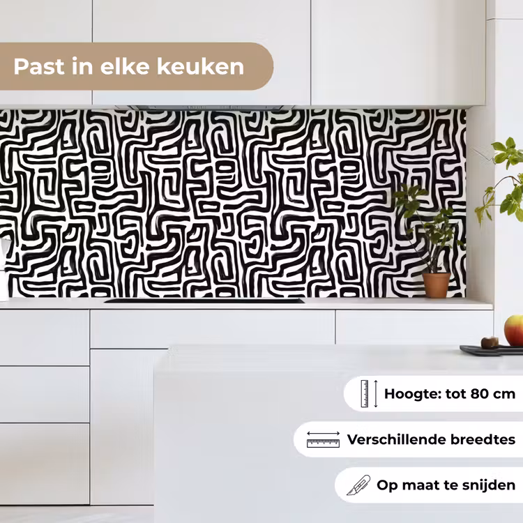 Keuken achterwand - Grafisch - Lijnen - Zwart - Wit — 7