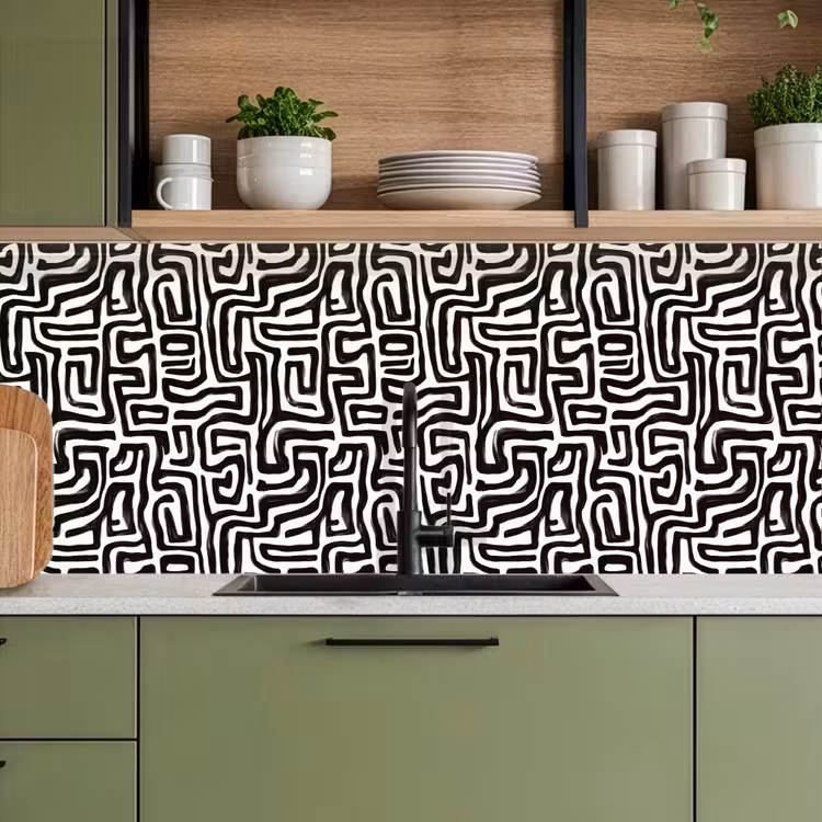 Keuken achterwand - Grafisch - Lijnen - Zwart - Wit — 8