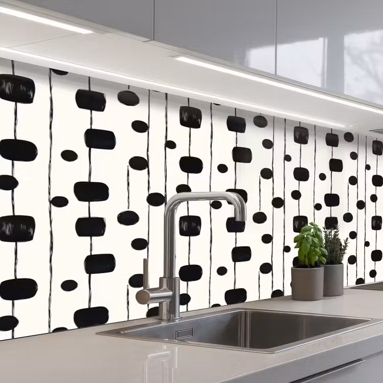 Keuken achterwand - Grafisch - Modern - Zwart — 2