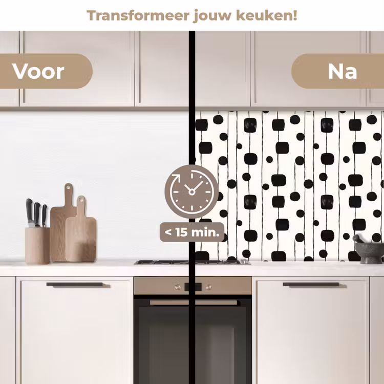Keuken achterwand - Grafisch - Modern - Zwart — 3