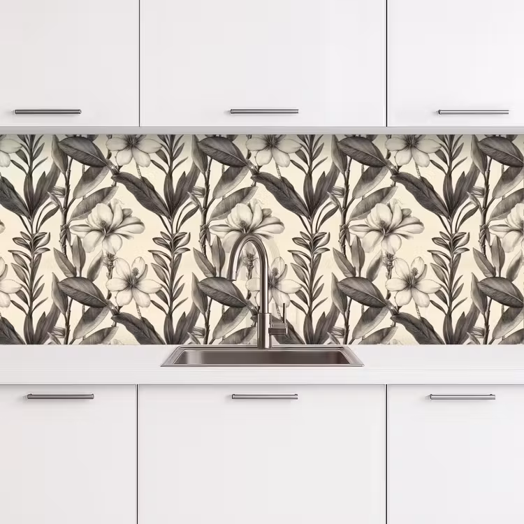 Keuken achterwand - Klassiek - Botanisch - Zwart - Beige — 4