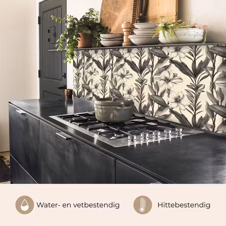 Keuken achterwand - Klassiek - Botanisch - Zwart - Beige — 5