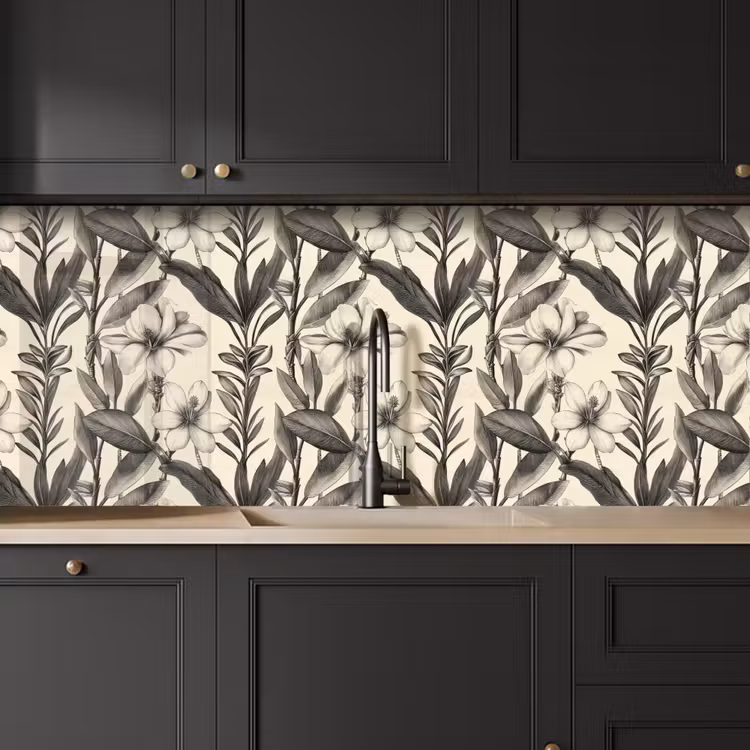 Keuken achterwand - Klassiek - Botanisch - Zwart - Beige — 6
